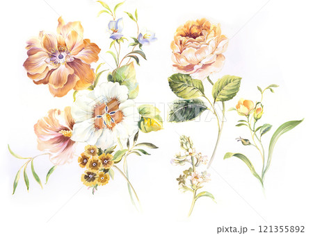 Beautiful Floral Curly Hand   Illustrated Patterns 121355892