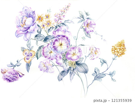 Aesthetic Hand   Drawn Floral Curly Graphics 121355939