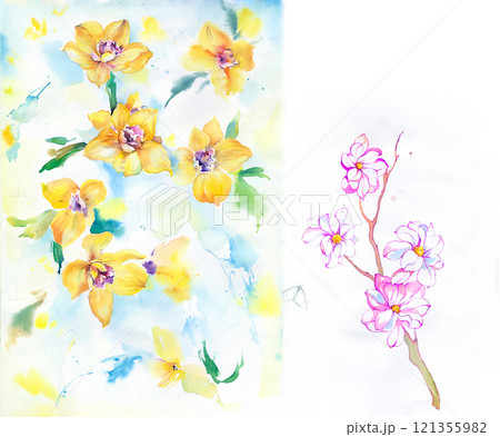 Inspiring Hand Illustrated Floral Curly Motifs Inspiring Hand Illustrated Floral Curly Motifs 121355982