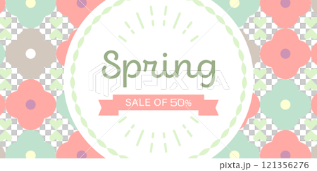Spring sale design | Pop flowers and pastel color vector background material 121356276