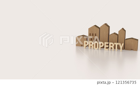 The wood house and property text for real estate concept 3d rendering. The wood house and property text for real estate concept 3d rendering. 121356735