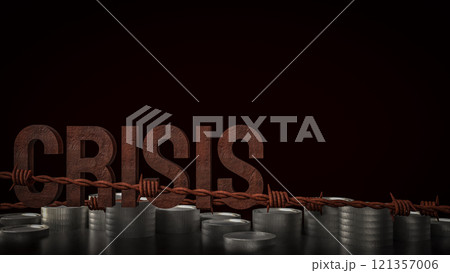 The crisis text and coins for Business concept 3d rendering. 121357006