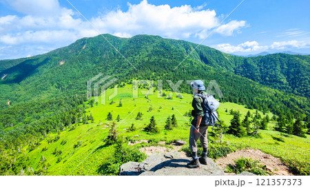 夏の四阿山・根子岳登山(根子岳~四阿山:四阿山山頂を望む) 夏の四阿山・根子岳登山(根子岳~四阿山:四阿山山頂を望む) 121357373