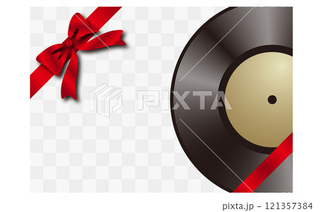 レコードとリボンの背景 白 レコードとリボンの背景 白 121357384