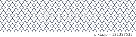 Seamless wire mesh pattern with diamond grid and chain links. Steel texture design for metal fences and fabric backgrounds. Flat vector illustration isolated 121357533