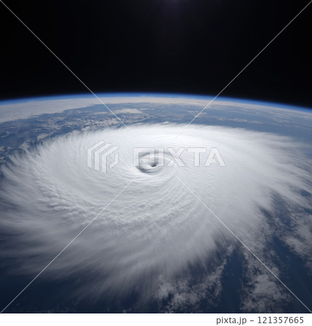 宇宙から見た台風のイメージ AI生成画像 宇宙から見た台風のイメージ AI生成画像 121357665