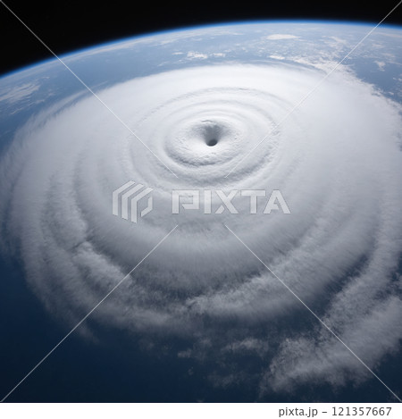 宇宙から見た台風のイメージ AI生成画像 宇宙から見た台風のイメージ AI生成画像 121357667