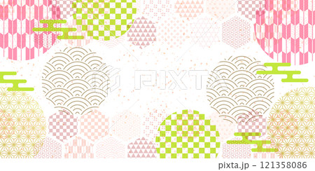 和柄　年賀状　春　背景 121358086