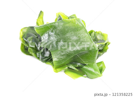 Seaweed wakame isolated on white background. Japanese organic fresh,healthy food. Seaweed wakame isolated on white background. Japanese organic fresh,healthy food. 121358225