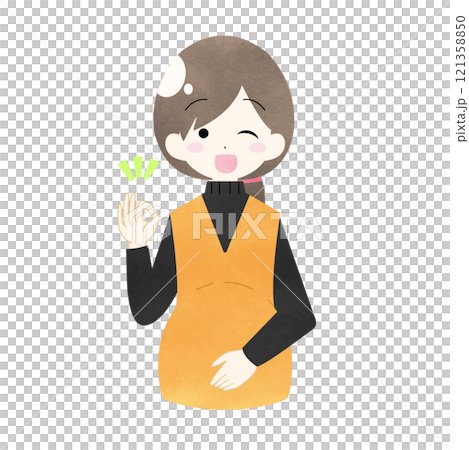 水彩風格的孕婦給出 OK 標記的插圖 121358850