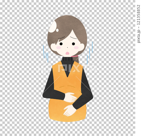 一位憂鬱孕婦的水彩風格插圖 121358852