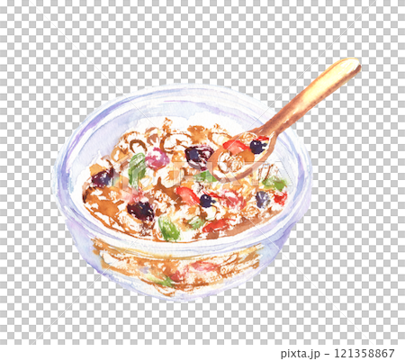 Watercolor illustration of cereal 121358867
