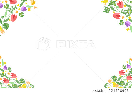 カラフルな春の花の背景フレーム素材 カラフルな春の花の背景フレーム素材 121358998