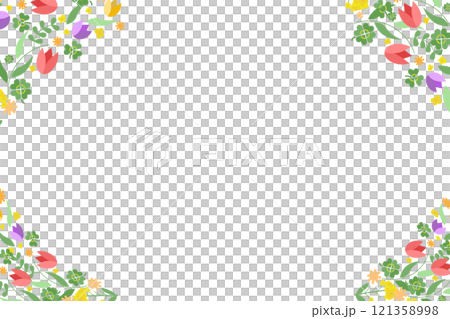 カラフルな春の花の背景フレーム素材 カラフルな春の花の背景フレーム素材 121358998