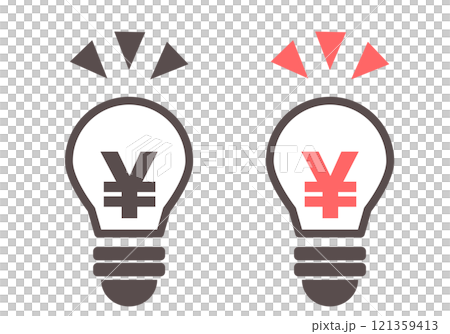 Light bulb illustrations regarding electricity bill increases and decreases Light bulb illustrations regarding electricity bill increases and decreases 121359413
