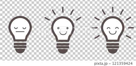 Illustration of a light bulb glowing with a flashing image 121359424