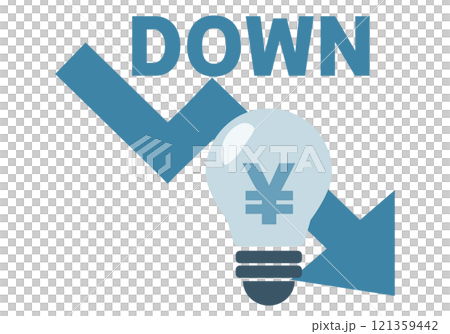 電気代の値下げに関する電球イラスト　 121359442