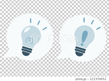 Illustration of a light bulb shining with an inspirational image, speech bubble 121359452