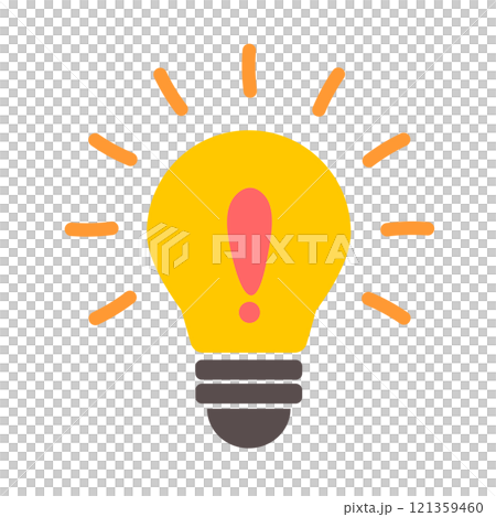 Illustration of a light bulb glowing with a flashing image 121359460