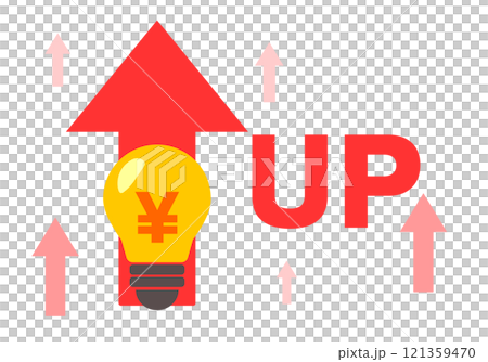 電気代の値上げに関する電球イラスト　 121359470