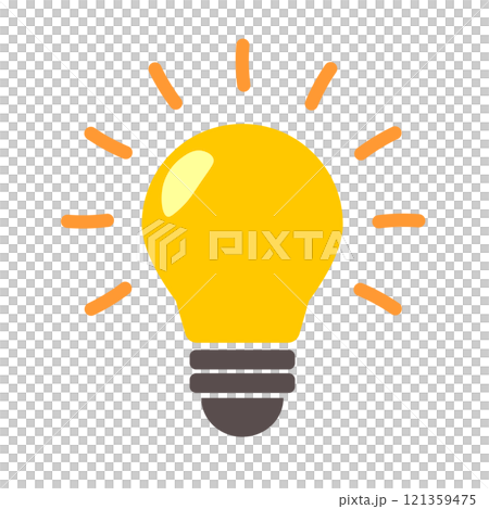ひらめくイメージで光る電球のイラスト 121359475