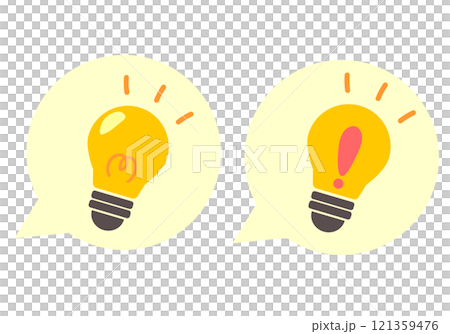 Illustration of a light bulb shining with an inspirational image, speech bubble 121359476