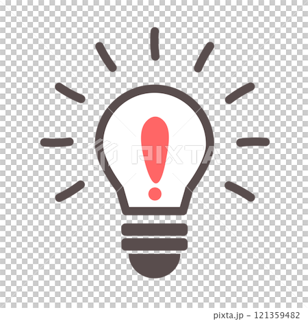ひらめくイメージで光る電球のイラスト ひらめくイメージで光る電球のイラスト 121359482