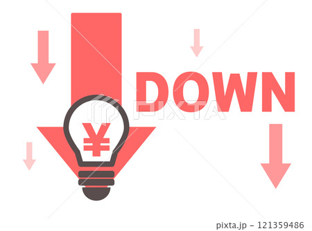 電気代の値下げに関する電球イラスト 電気代の値下げに関する電球イラスト 121359486