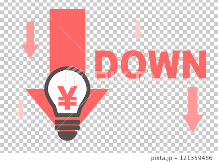 電気代の値下げに関する電球イラスト 電気代の値下げに関する電球イラスト 121359486