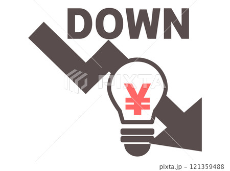 電気代の値下げに関する電球イラスト　 121359488