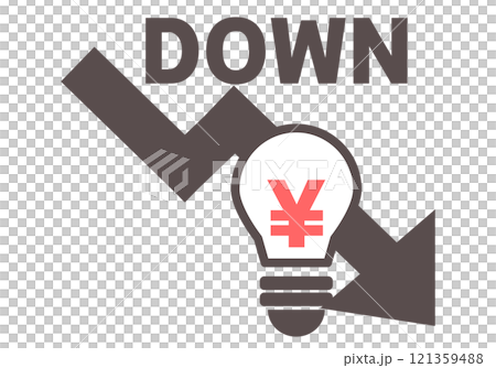 電気代の値下げに関する電球イラスト　 121359488
