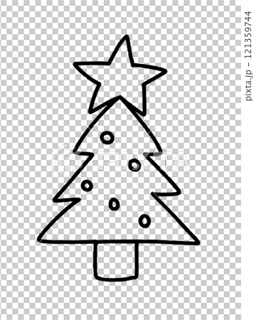 Simple Christmas tree line drawing 121359744