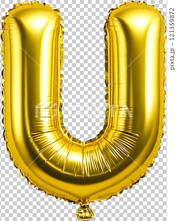 Gold yellow foil balloon letters for a cheerful and festive celebration. 121359872