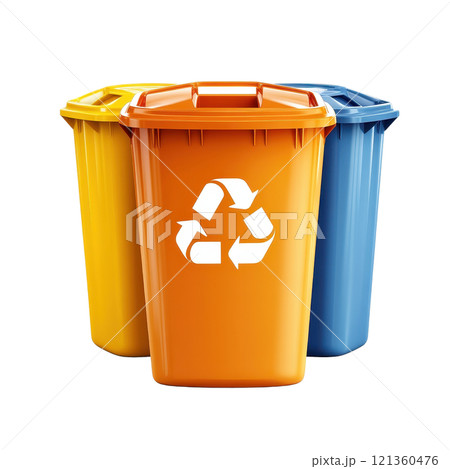 Trash Bin Icon with Recycling Symbol Representing Sustainable Waste Management 121360476