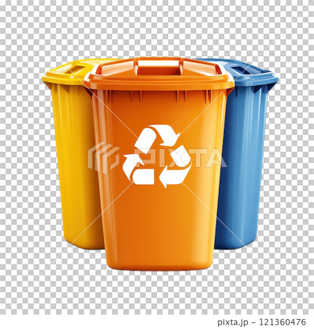 Trash Bin Icon with Recycling Symbol Representing Sustainable Waste Management 121360476