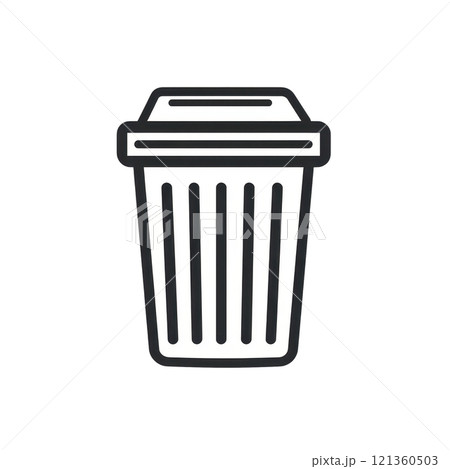Minimalist Trash Bin Icon with Thin Lines and Bin Shape 121360503