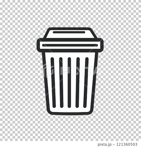 Minimalist Trash Bin Icon with Thin Lines and Bin Shape 121360503