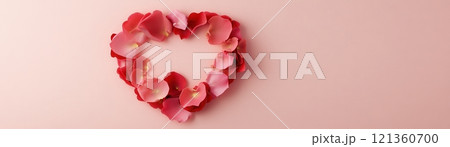 Glowing Heart Shaped Arrangement Made of Red and Pink Rose Petals Glowing Heart Shaped Arrangement Made of Red and Pink Rose Petals 121360700