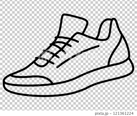 Simple hand-drawn line drawing illustration of sneakers, cut out on transparent background Simple hand-drawn line drawing illustration of sneakers, cut out on transparent background 121361224