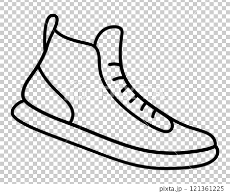 Simple hand-drawn line drawing illustration of sneakers, cut out on transparent background Simple hand-drawn line drawing illustration of sneakers, cut out on transparent background 121361225