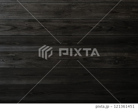 木目のある暗い灰褐色の板が横に並ぶ背景画像 121361451