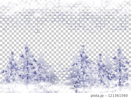 雪景色のフレーム（白背景 ブルー） 121361560