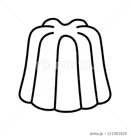 フランス伝統菓子のカヌレ・ド・ボルドーのシンプルな手描き線画イラスト 透過背景の切り抜き フランス伝統菓子のカヌレ・ド・ボルドーのシンプルな手描き線画イラスト 透過背景の切り抜き 121361820