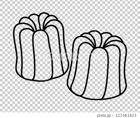 フランス伝統菓子のカヌレ・ド・ボルドーのシンプルな手描き線画イラスト 透過背景の切り抜き フランス伝統菓子のカヌレ・ド・ボルドーのシンプルな手描き線画イラスト 透過背景の切り抜き 121361823