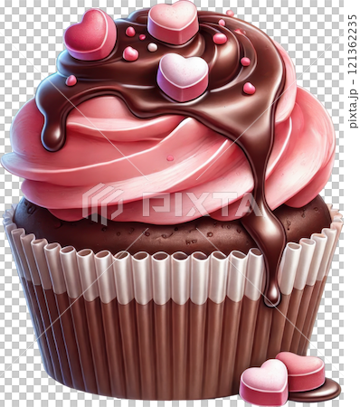 Exquisite Chocolate Cupcake with Heart Shaped for Valentine s Day Delight 121362235