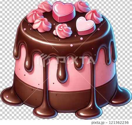 Decadent Chocolate Dessert with Heart Shaped Sprinkles and Dripping Glaze Decadent Chocolate Dessert with Heart Shaped Sprinkles and Dripping Glaze 121362236