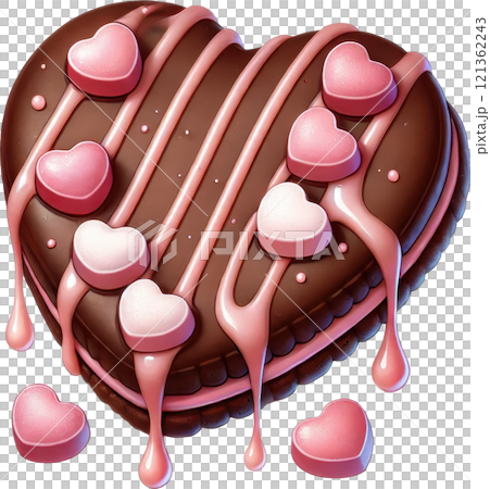 Luscious Chocolate Heart Dessert with Dripping Frosting and Pink Sprinkles for Valentine s Day 121362243