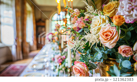 Grand wedding decoration in the country manor, floral decor and event celebration, flowers, wedding aisle and tablescape in the garden, English countryside style idea Grand wedding decoration in the country manor, floral decor and event celebration, flowers, wedding aisle and tablescape in the garden, English countryside style idea 121362383