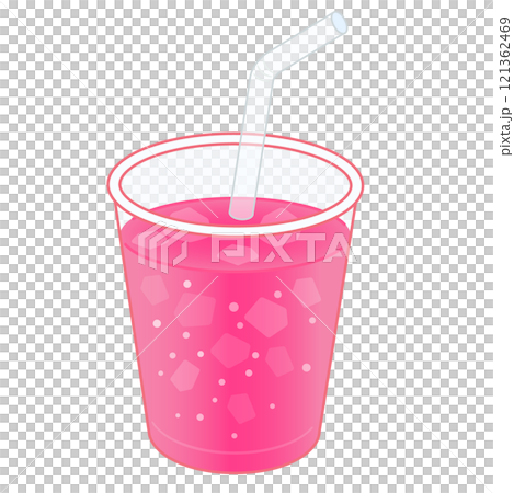 Illustration of strawberry soda in a plastic cup Illustration of strawberry soda in a plastic cup 121362469