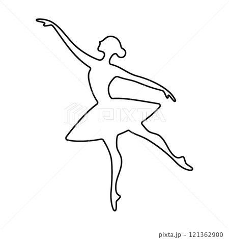 バレリーナのラフな手描き線画イラスト 透過背景の切り抜きのイラスト